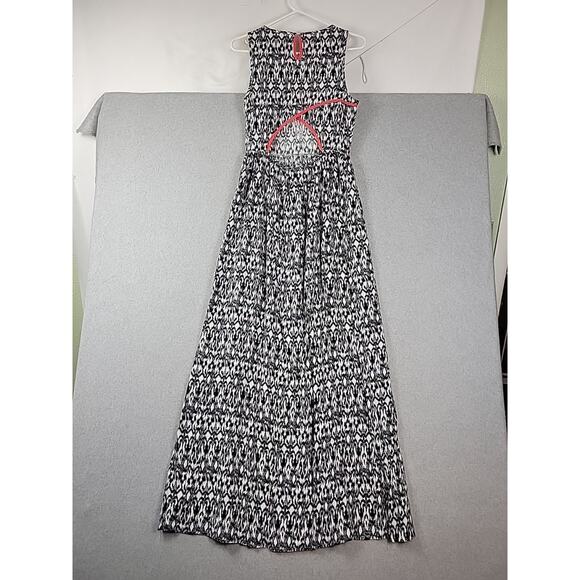 THML Anthro Black White Sleeveless Maxi Rayon Dress Cut Out Back Women's Small - Picture 6 of 12
